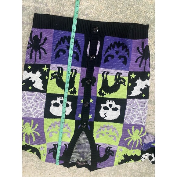 Dolls Kill  Size XXS TRICKZ N' TREATZ SPOOKED STRAIGHT OVERSIZED CARDIGAN 💚💜 - Picture 5 of 8